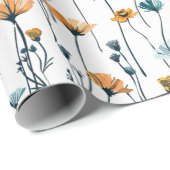 weide met wilde bloemen,waterverf boho wilde bloem cadeaupapier (Rol Hoek)
