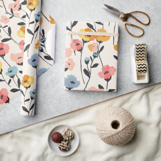 weide met wilde bloemen,waterverf boho wilde bloem cadeaupapier (Crafts)