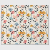 weide met wilde bloemen,waterverf boho wilde bloem cadeaupapier (Vlak)
