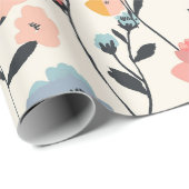 weide met wilde bloemen,waterverf boho wilde bloem cadeaupapier (Rol Hoek)