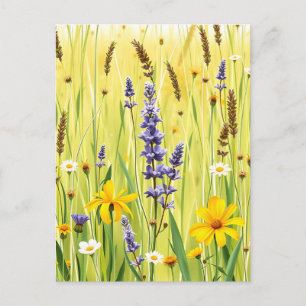 Weide met wilde bloemen zomerpatroon briefkaart
