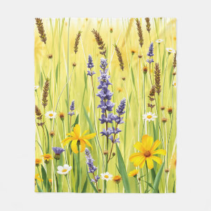 Weide met wilde bloemen zomerpatroon fleece deken