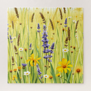 Weide met wilde bloemen zomerpatroon legpuzzel