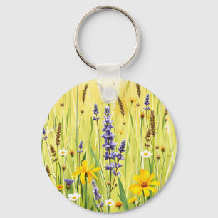 Weide met wilde bloemen zomerpatroon sleutelhanger