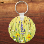 Weide met wilde bloemen zomerpatroon sleutelhanger (Voorkant)