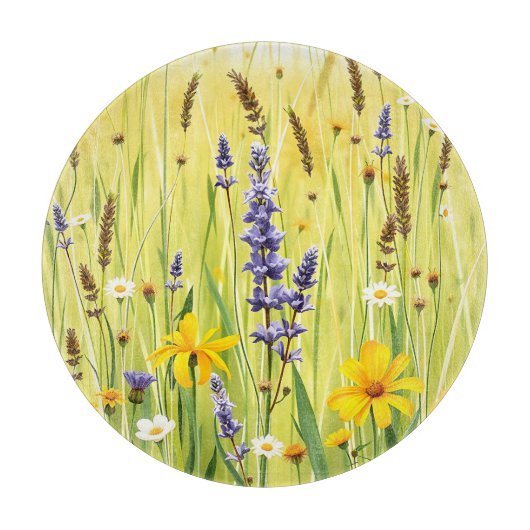 Weide met wilde bloemen zomerpatroon snijplank (Voorkant)