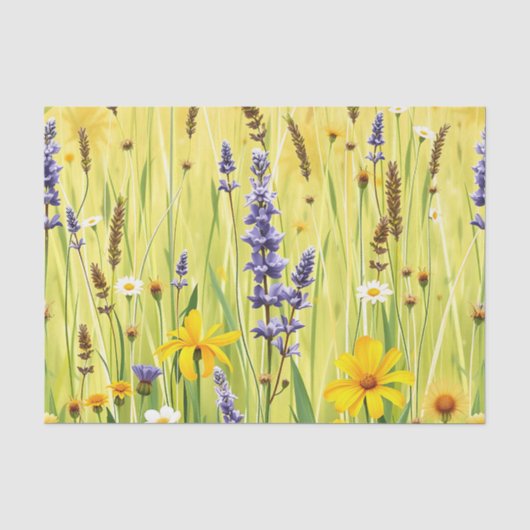 Weide met wilde bloemen zomerpatroon tissuepapier (Voorkant)