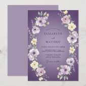Weide Plum Violet Bladerige Bruiloft Kaart (Voorkant / Achterkant)