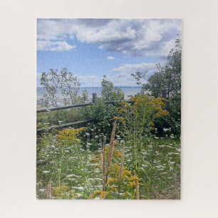 Weide uitzicht met zomerbloemen legpuzzel