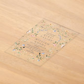 Weide Wilde Bloem Rustieke Boho Bruiloft Acryl Uitnodigingen (Laagn)