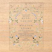 Weide Wilde Bloem Rustieke Boho Bruiloft Acryl Uitnodigingen (Voorkant)