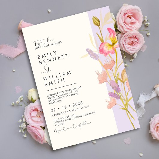 Weide Wilde Bloemen Moderne Boho Landelijke Bruilo Kaart