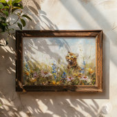 weide wilde bloemen schilderen tijger wilde dier poster