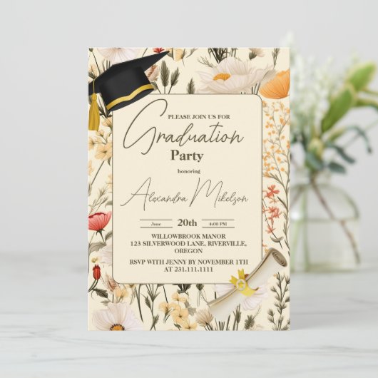 weide Wildflower 2024 Afstuderen Kaart (Staand voorkant)