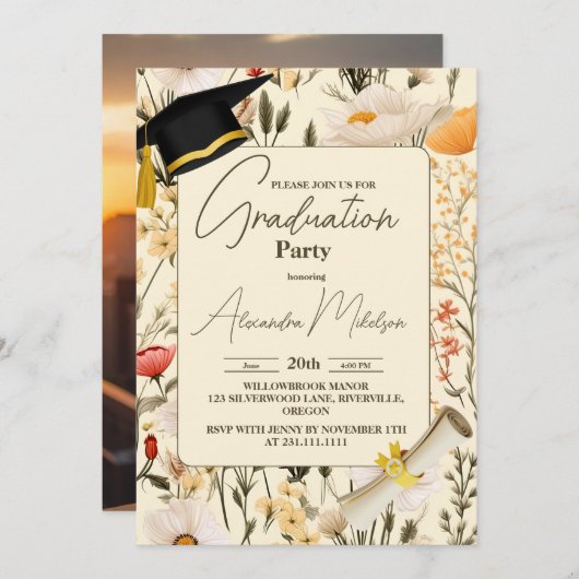 weide Wildflower 2024 Afstuderen Kaart (Voorkant / Achterkant)