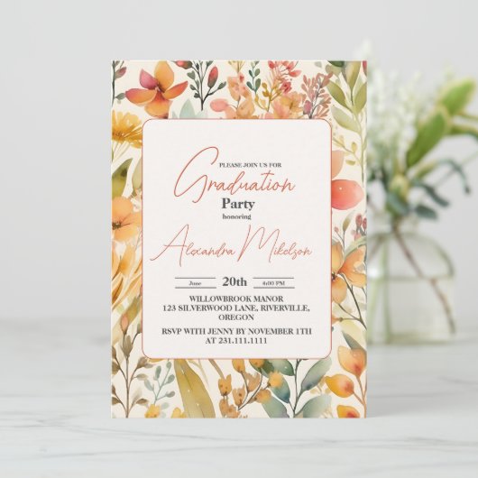 weide Wildflower 2024 Afstuderen Kaart (Staand voorkant)