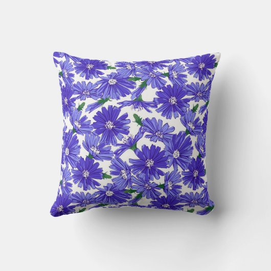 weidebloem cichorei-patroon kussen (Achterkant)