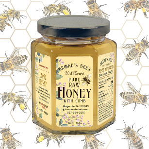  weidebloemen & bijenhoning met kam label