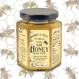  weidebloemen bijenhoningraat hex potje label