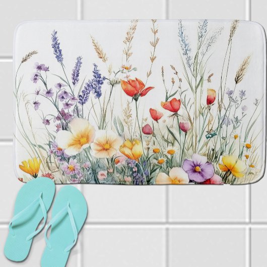 Weidebloemen en Lavendel Badmat