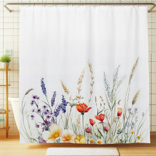Weidebloemen en Lavendel Douchegordijn