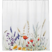 Weidebloemen en Lavendel Douchegordijn (Voorkant)