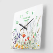 Weidebloemen en Lavendel Vierkante Klok (Hoek)