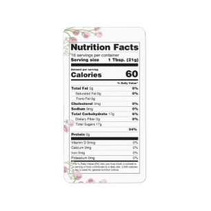  weidebloemen Honey Nutrition Label