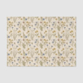 Weidecore botanische print blauwe gele bloemen tissuepapier (Voorkant)