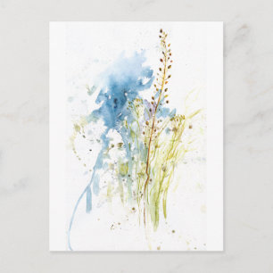 Weidegrassen – Blauwgroene botanische aquarel Briefkaart