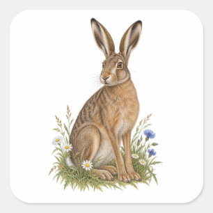 Weidehaas voor een Wilde Bloemennatuurdagboek Vierkante Sticker