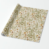 Weidekern Botanische Illustraties Bloemen Grassen Cadeaupapier (Uitgerold)