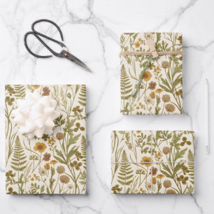 Weidekern Botanische Illustraties Bloemen Grassen Inpakpapier Vel