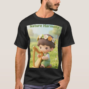 Weidemelodieën: Schattige 3D-jongen met harp & blo T-shirt