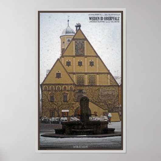 Weiden-id Opf - Snowfall in de Rathaus Poster (Voorkant)