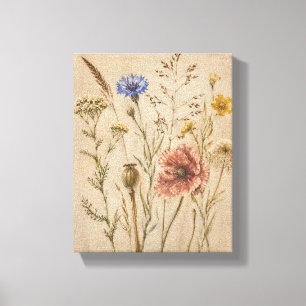 Weidespecimens op Ruwe Linnen Botanische Canvas Pr Afdruk