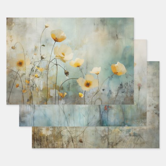 WEIDEWILDBLOEMEN ONTKOPPELEN DECORATIEF PAPIER INPAKPAPIER VEL (Set)