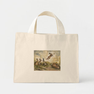 Weidse Matchup Speelse hazen in een weide Mini Tote Bag