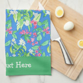 Weigela en Mock Oranje Spring Blossom op blauw Theedoek (Quarter Fold)