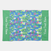 Weigela en Mock Oranje Spring Blossom op blauw Theedoek (Horizontaal)