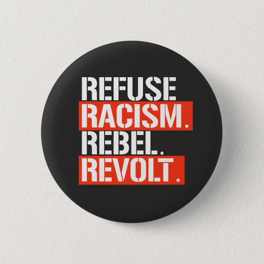 WEIGEREN RACISME REBELLENOPSTAND RONDE BUTTON 5,7 CM (Voorkant)
