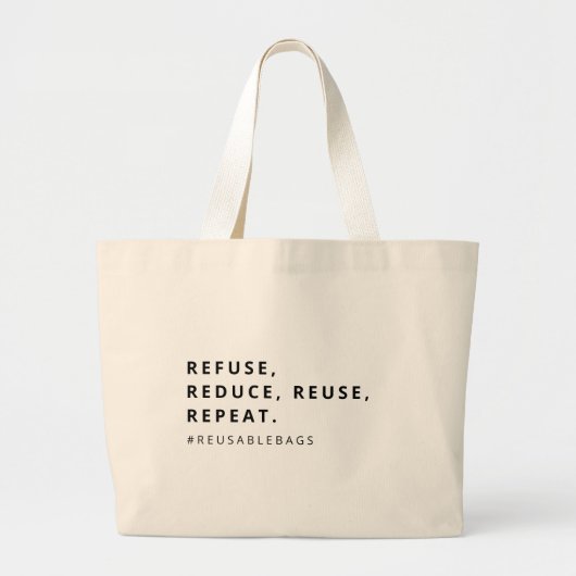 WEIGEREN, VERMINDEREN, HERHALEN, HERHALEN. Milieuv Grote Tote Bag (Voorkant)