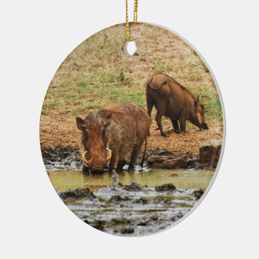 Weigering van warthogs safari keramisch ornament (Links)