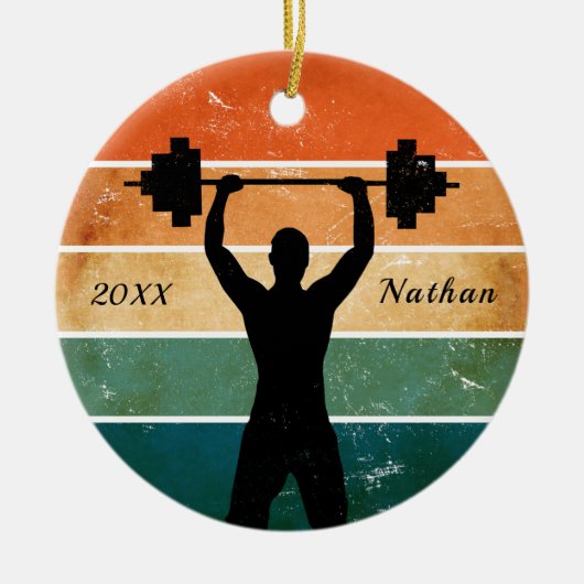 Weightlift Weightlift Weightlift Naam Jaar Keramisch Ornament (Voorkant)