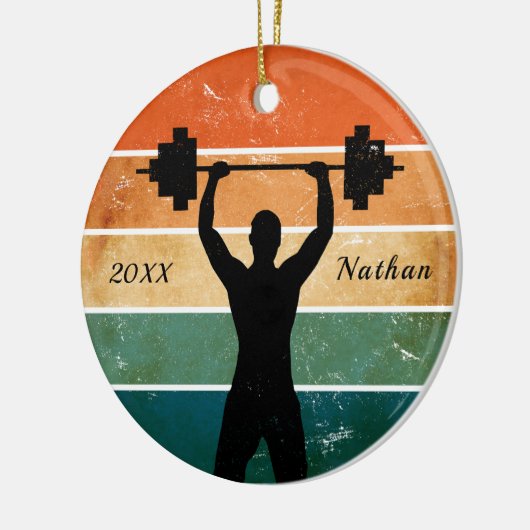 Weightlift Weightlift Weightlift Naam Jaar Keramisch Ornament (Links)