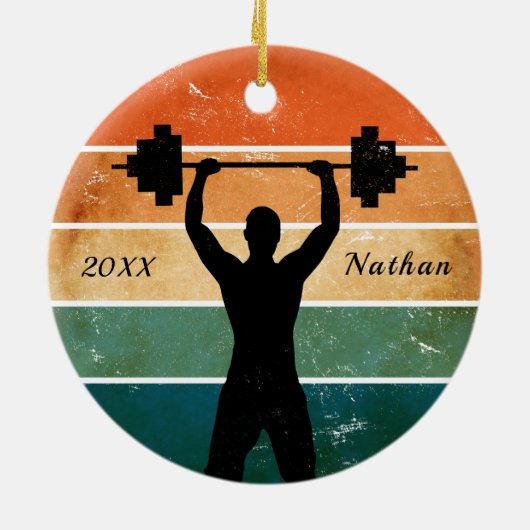 Weightlift Weightlift Weightlift Naam Jaar Keramisch Ornament (Achterkant)