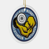 Weightlifter Barbell Curl Keramisch Ornament (Rechts)