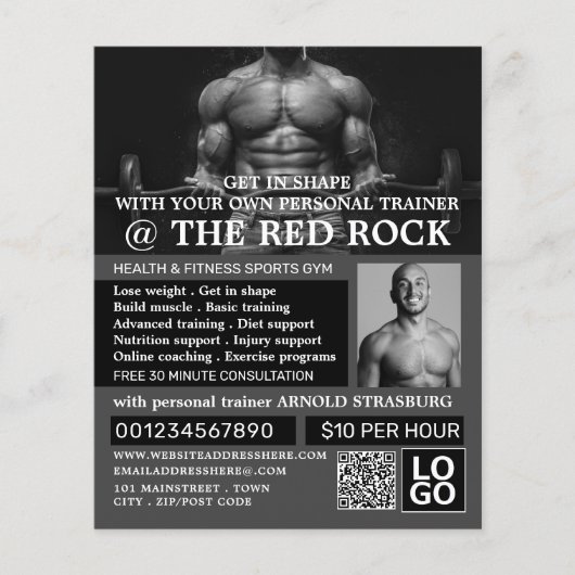 Weightlifter, Personal trainer, Gym Advertising Flyer (Voorkant)