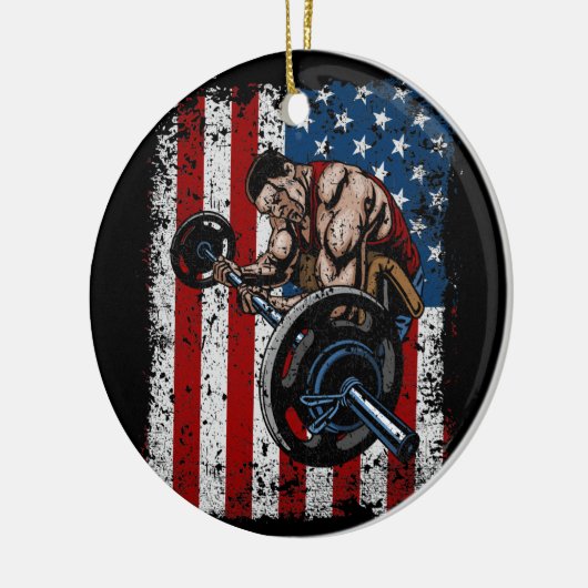 Weightlifter Preacher Curl Gym Keramisch Ornament (Links)