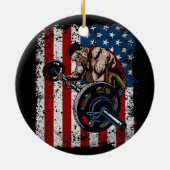 Weightlifter Preacher Curl Gym Keramisch Ornament (Achterkant)